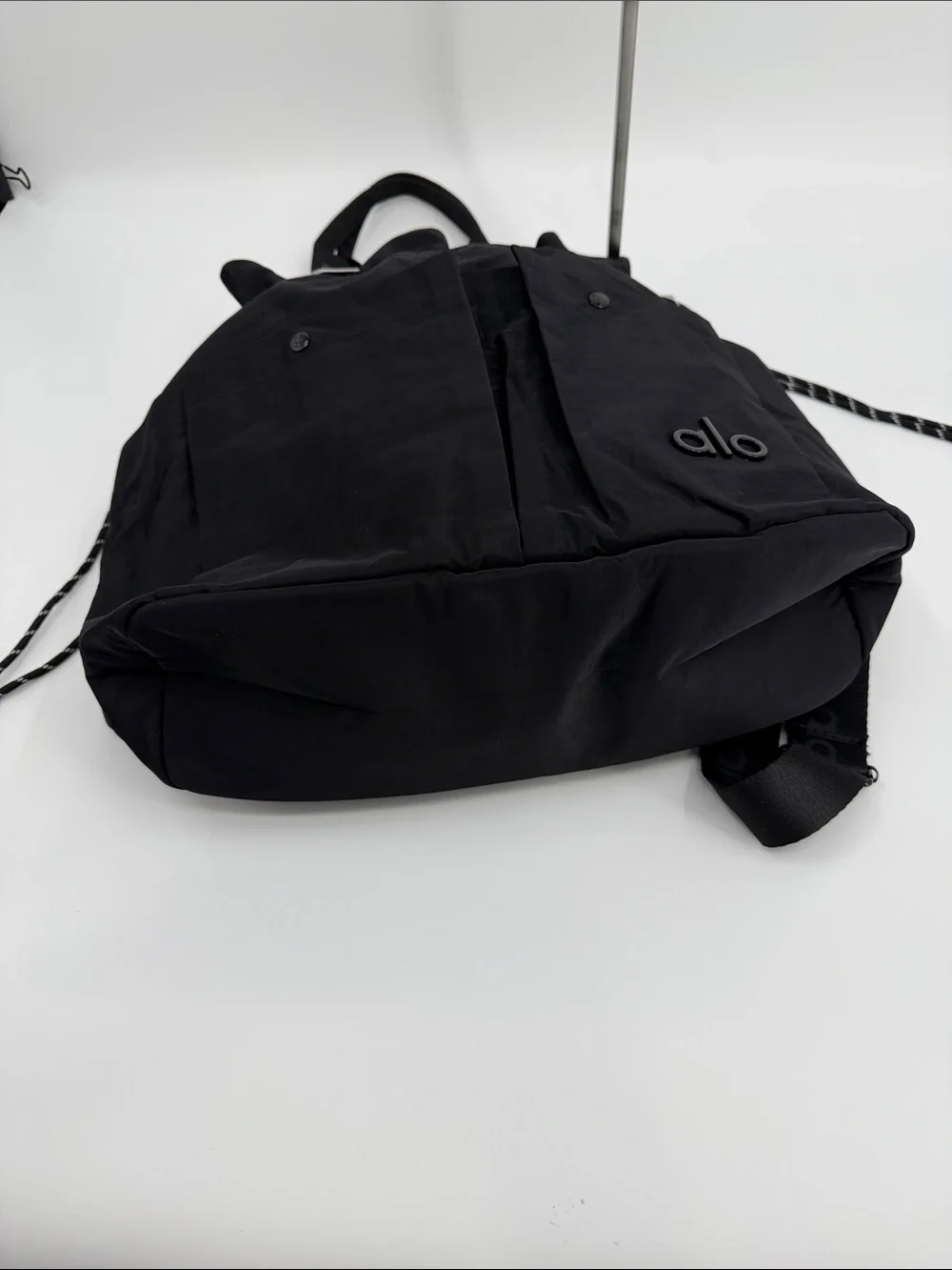 Alo Black Drawstring Tote Bag Convertible Backpack